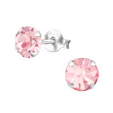Round - 925 Sterling Silver Stud Earrings with Crystals SD31048