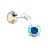 Round - 925 Sterling Silver Stud Earrings with Crystals SD31048
