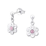 Flower - 925 Sterling Silver Stud Earrings with Crystals SD32026