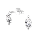 Antique - 925 Sterling Silver Stud Earrings with Crystals SD33263