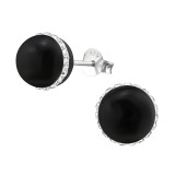 Round - 925 Sterling Silver Stud Earrings with Crystals SD34570