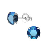 Round - 925 Sterling Silver Stud Earrings with Crystals SD34635