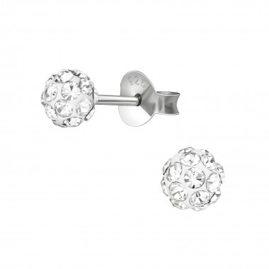 4mm Sparking - 925 Sterling Silver Stud Earrings with Crystals SD36142