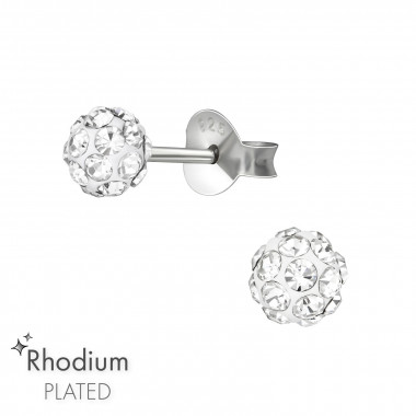4mm Sparking - 925 Sterling Silver Stud Earrings with Crystals SD36142