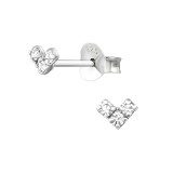 Mini Heart - 925 Sterling Silver Stud Earrings with Crystals SD36203