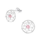 Dreamcatcher - 925 Sterling Silver Stud Earrings with Crystals SD36479