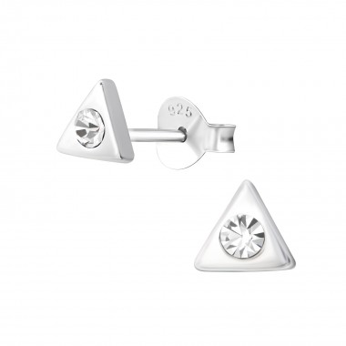 Triangle - 925 Sterling Silver Stud Earrings with Crystals SD36638