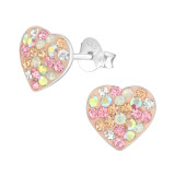 Heart - 925 Sterling Silver Stud Earrings with Crystals SD37079