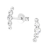 Geometric - 925 Sterling Silver Stud Earrings with Crystals SD37084