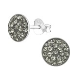 Round - 925 Sterling Silver Stud Earrings with Crystals SD37205