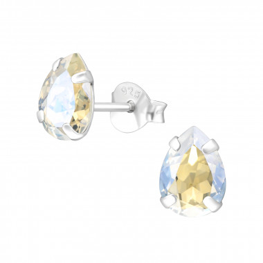 Pear - 925 Sterling Silver Stud Earrings with Crystals SD37643