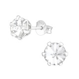 Round - 925 Sterling Silver Stud Earrings with Crystals SD37658