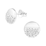 Round - 925 Sterling Silver Stud Earrings with Crystals SD38285