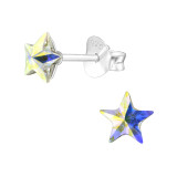 Star - 925 Sterling Silver Stud Earrings with Crystals SD38401