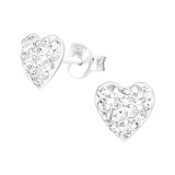 Heart - 925 Sterling Silver Stud Earrings with Crystals SD39047