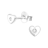Heart - 925 Sterling Silver Stud Earrings with Crystals SD39195