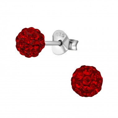 Ball - 925 Sterling Silver Stud Earrings with Crystals SD39261