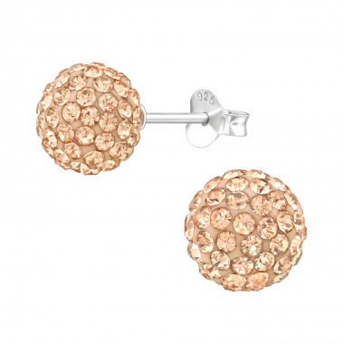 Ball - 925 Sterling Silver Stud Earrings with Crystals SD39266