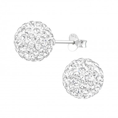 Ball - 925 Sterling Silver Stud Earrings with Crystals SD39270