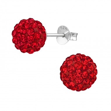 Ball - 925 Sterling Silver Stud Earrings with Crystals SD39279