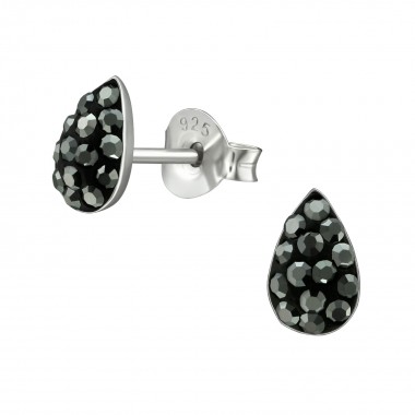 Pear - 925 Sterling Silver Stud Earrings with Crystals SD39519