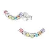 Curve - 925 Sterling Silver Stud Earrings with Crystals SD39581