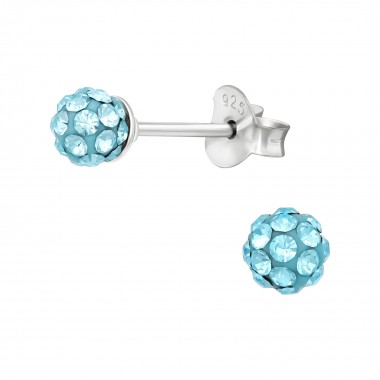 Ball - 925 Sterling Silver Stud Earrings with Crystals SD39772