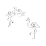 Flamingo - 925 Sterling Silver Stud Earrings with Crystals SD40014