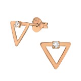 Triangle - 925 Sterling Silver Stud Earrings with Crystals SD40907