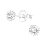 Sun - 925 Sterling Silver Stud Earrings with Crystals SD40988