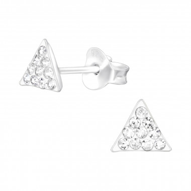 Triangle - 925 Sterling Silver Stud Earrings with Crystals SD41020
