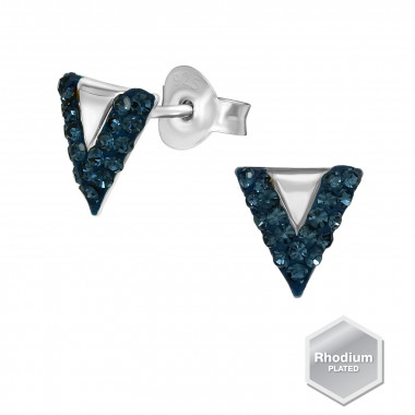 Triangle - 925 Sterling Silver Stud Earrings with Crystals SD41023
