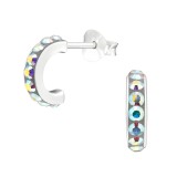 Half Hoop - 925 Sterling Silver Stud Earrings with Crystals SD41115