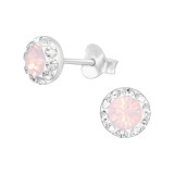 Round - 925 Sterling Silver Stud Earrings with Crystals SD41120