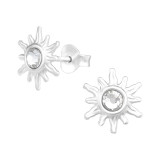Sun - 925 Sterling Silver Stud Earrings with Crystals SD41277