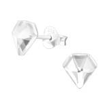 Diamond - 925 Sterling Silver Stud Earrings with Crystals SD41495