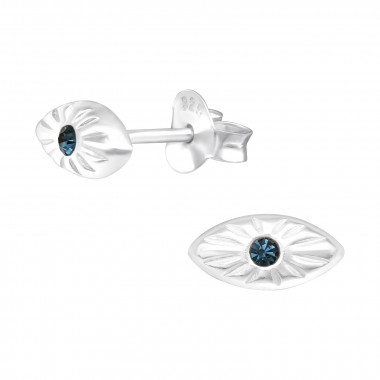 Evil Eye - 925 Sterling Silver Stud Earrings with Crystals SD41834