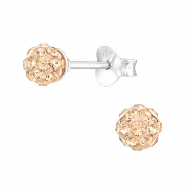 Ball - 925 Sterling Silver Stud Earrings with Crystals SD41926