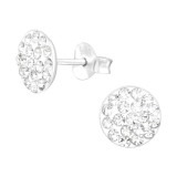 Round - 925 Sterling Silver Stud Earrings with Crystals SD42431