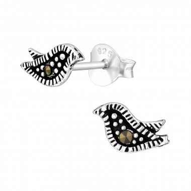 Bird - 925 Sterling Silver Stud Earrings with Crystals SD42479