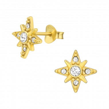 Northern Star - 925 Sterling Silver Stud Earrings with Crystals SD42502