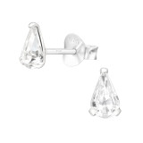 Pear - 925 Sterling Silver Stud Earrings with Crystals SD42861