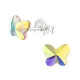 Butterfly - 925 Sterling Silver Stud Earrings with Crystals SD42941
