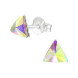 Triangle - 925 Sterling Silver Stud Earrings with Crystals SD42945