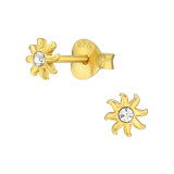 Sun - 925 Sterling Silver Stud Earrings with Crystals SD43260