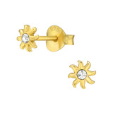 Sun - 925 Sterling Silver Stud Earrings with Crystals SD43260