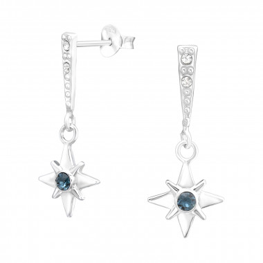 Northern Star - 925 Sterling Silver Stud Earrings with Crystals SD43776
