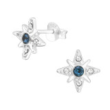 Northern Star - 925 Sterling Silver Stud Earrings with Crystals SD43777