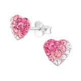 Heart - 925 Sterling Silver Stud Earrings with Crystals SD44603