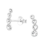 Geometric - 925 Sterling Silver Stud Earrings with Crystals SD44644